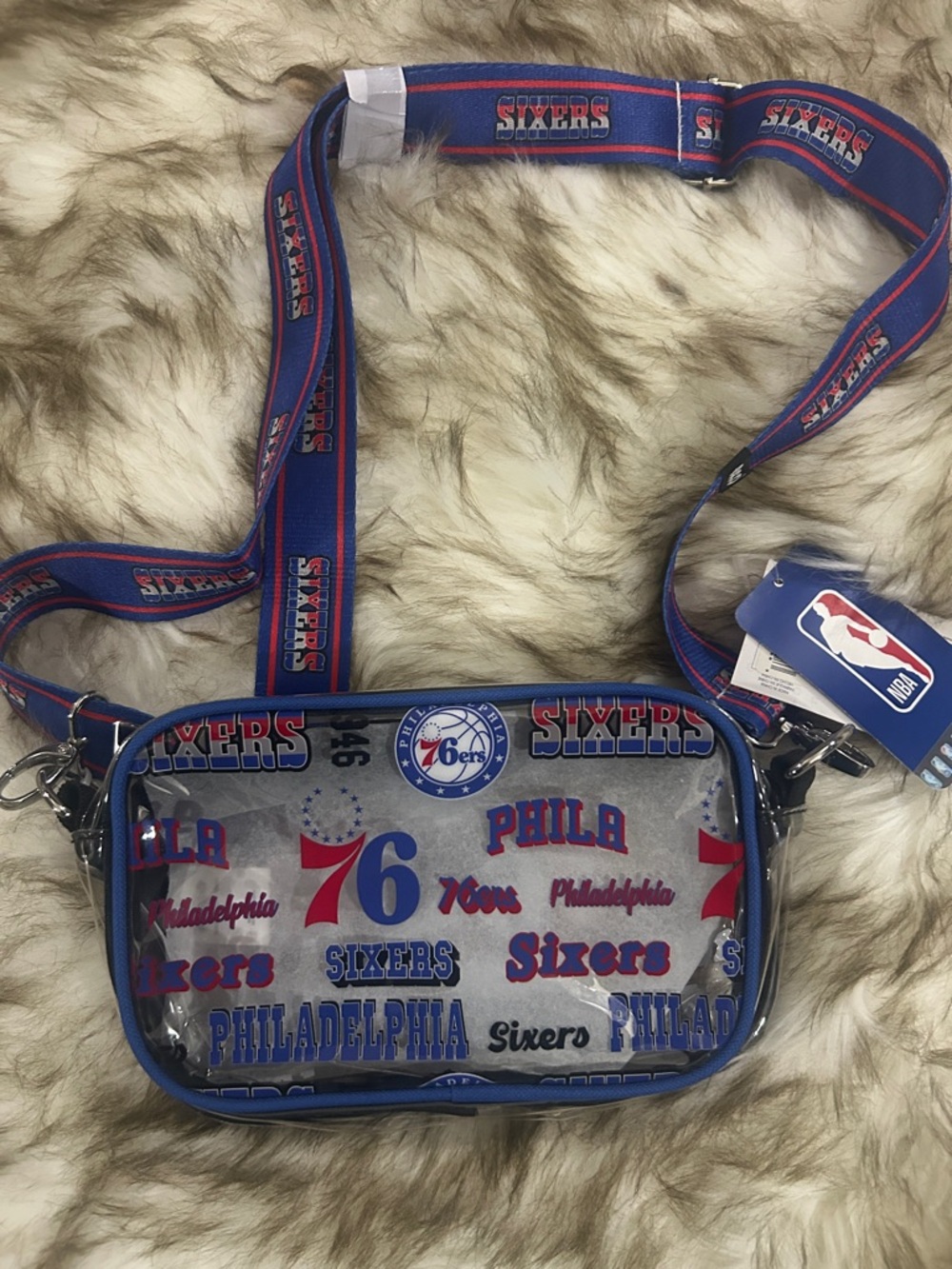 NBA Philadelphia 76ers Clear Crossbody Bag - Blue/Red
